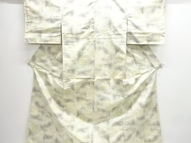 JAPANESE KIMONO / TSUMUGI / WOVEN FLORAL CREST